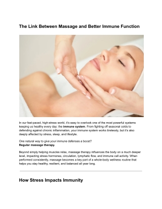 The Link Between Massage and Better Immune Function