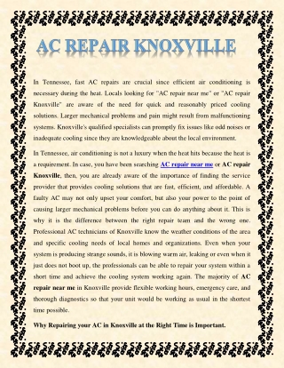 Ac Repair Knoxville