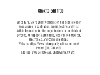 Micro Quality Calibration