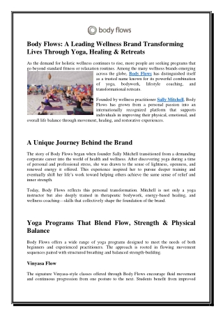 Body Flows  A Leading Wellness Brand Transforming Lives Through Yoga, Healing & Retreats