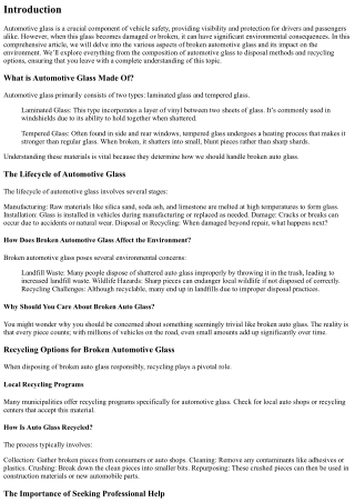 Exploring the Environmental Impact of Broken Automotive Glass