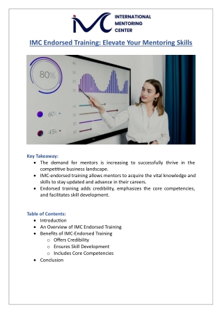 IMC Endorsed Training Elevate Your Mentoring Skills