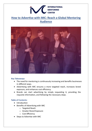 How to Advertise with IMC Reach a Global Mentoring Audience