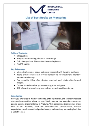 List of Best Books on Mentoring