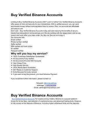 Buy Verified Binance Accounts