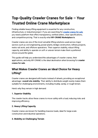 Crawler Cranes for Sale