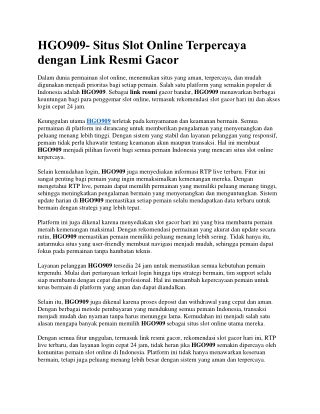 HGO909- Situs Slot Online Terpercaya dengan Link Resmi Gacor