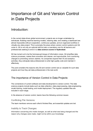 Importance of Git and Version Control in Data Projects