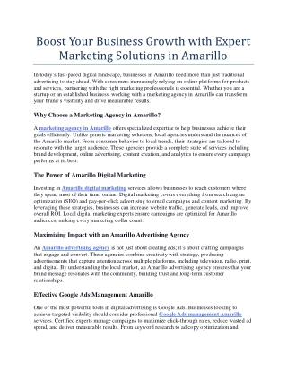Boost Your Business Growth with Expert Marketing Solutions in Amarillo