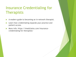 Therapist insurance Credentialing