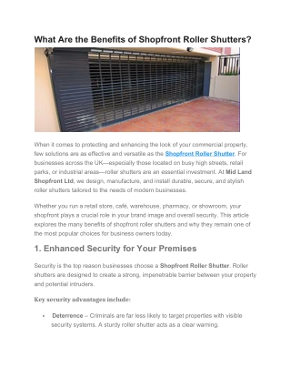 What Are the Benefits of Shopfront Roller Shutters