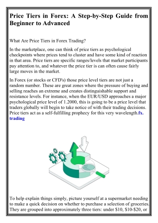 Price Tiers in Forex A Step by Step Guide from Beginner to Advanced...
