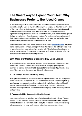 Buy Used Cranes