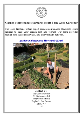 Garden Maintenance Haywards Heath  The Good Gardener