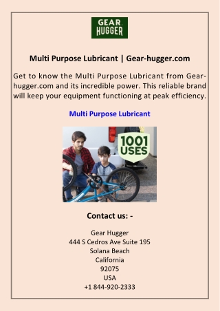 Multi Purpose Lubricant Gear-hugger.com