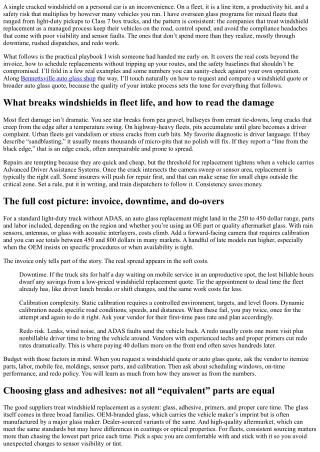 Windshield Replacement for Fleets: Cost, Scheduling, and Safety
