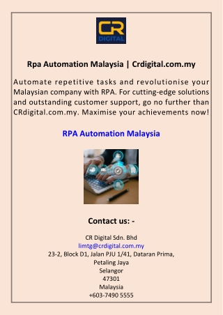 Rpa Automation Malaysia Crdigital.com.my