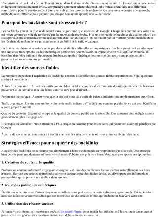 Backlinks en France: réussir son acquisition avec méthode!