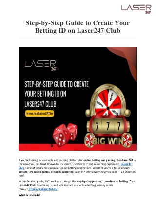 Step-by-Step Guide to Create Your Betting ID on Laser247 Club