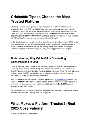 Cricbet99_ Tips to Choose the Most Trusted Platform