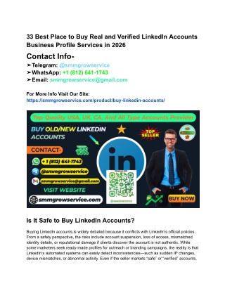 33 Best Place to Buy Real and Verified LinkedIn Accounts Business Profile Services in 2026