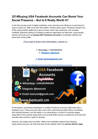 3214Buying USA Facebook Accounts Can Boost Your Social Presence – But Is It Really Worth It