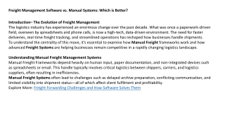 Freight Management Software vs. Manual SystemsWhich is Better