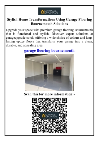 Stylish Home Transformations Using Garage Flooring Bournemouth Solutions