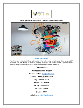 Digital Wall Printing by WALLIN | Transform Your Walls Creatively