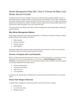 Winter Management Near Me _ How to Choose the Best Local Winter Service Provider
