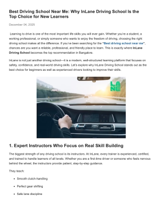 Best Driving School Near Me_ Why InLane Driving School Is the Top Choice for New Learners