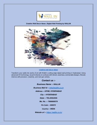 Creative Wall Decor Ideas | Digital Wall Printing by WALLIN