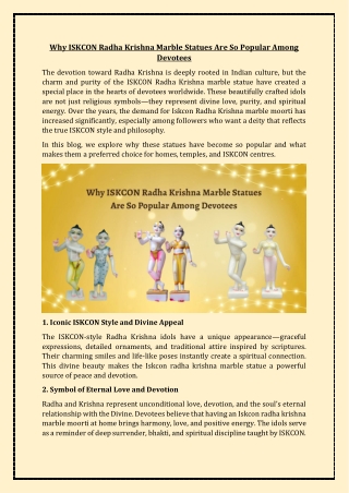 Why ISKCON Radha Krishna Marble Statues Are So Popular Among Devotees