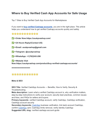 Where to Buy Verified Cash App Accounts for Safe Usage