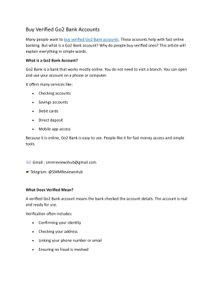 Buy Verified Go2 Bank Accounts