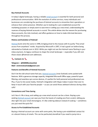 Buy Hotmail Accounts