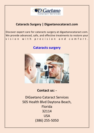 Cataracts Surgery Digaetanocataract.com