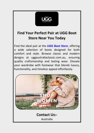 Find Your Perfect Pair at UGG Boot Store Near You Today