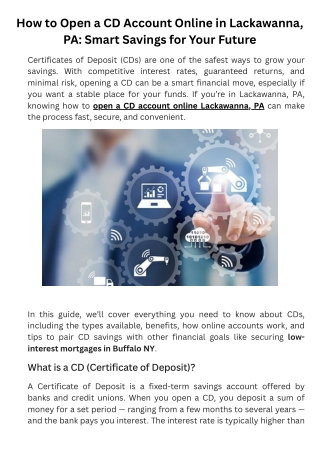 How to Open CD Account Online in Lackawanna, PA – Smart Savings for Your Future