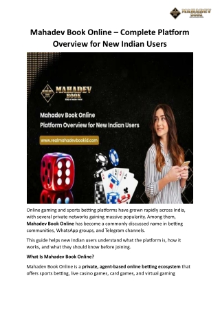 Mahadev Book Online – Complete Platform Overview for New Indian Users