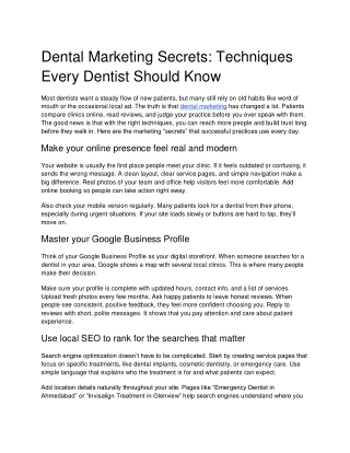 Dental Marketing Secrets: Techniques Every Dentist Should Know