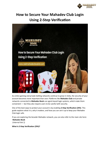 How to Secure Your Mahadev Club Login Using 2-Step Verification