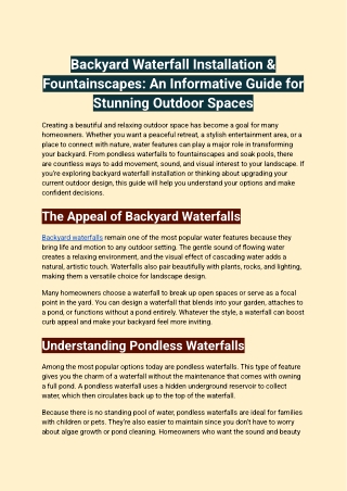 Backyard Waterfall Installation & Fountainscapes_ An Informative Guide for Stunning Outdoor Spaces