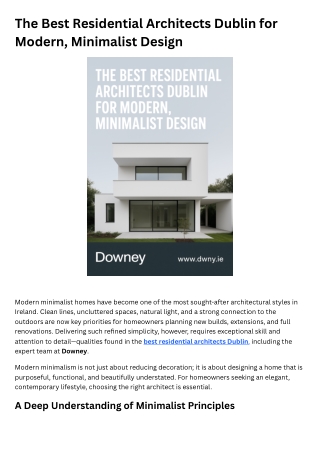 The Best Residential Architects Dublin for Modern Minimalist Design