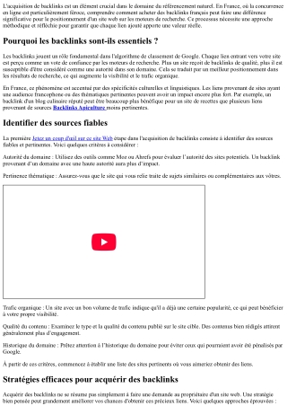 Backlinks en France: réussir son acquisition avec méthode!