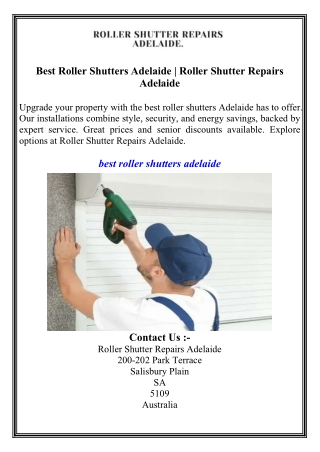 Best Roller Shutters Adelaide  Roller Shutter Repairs Adelaide