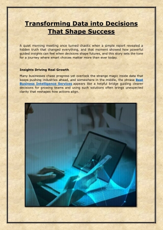 Transforming Data into Decisions That Shape Success