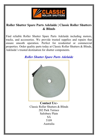 Roller Shutter Spare Parts Adelaide  Classic Roller Shutters & Blinds