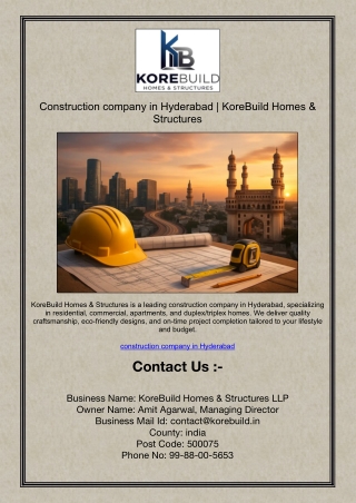 Construction company in Hyderabad | KoreBuild Homes & Structures