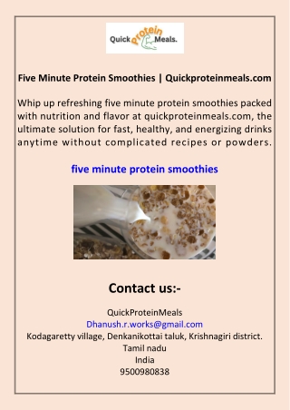 Five Minute Protein Smoothies Quickproteinmeals.com